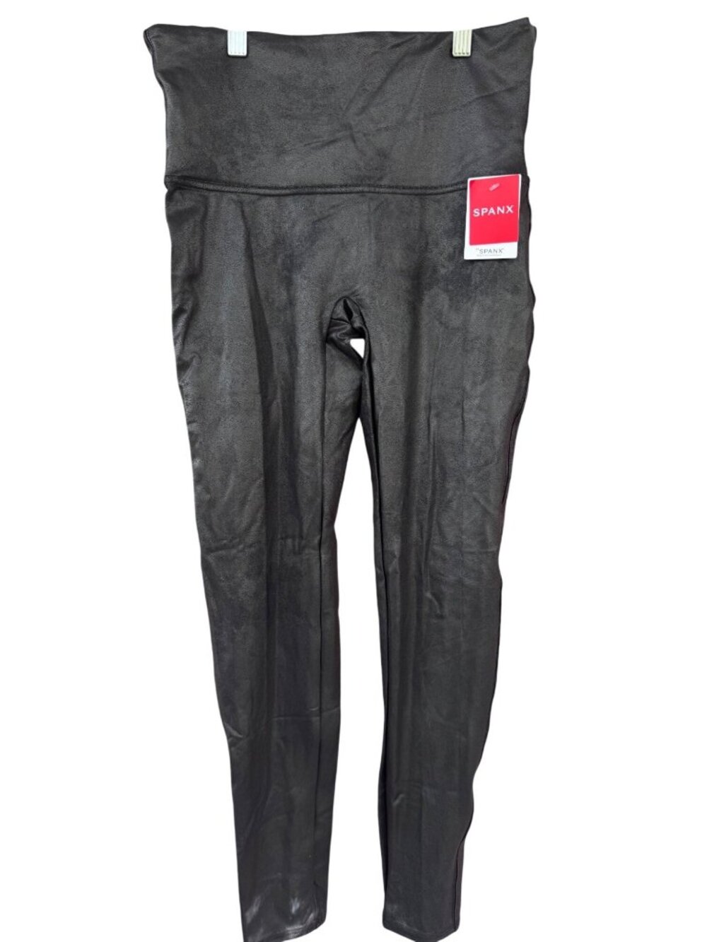 Spanx Womens Faux Leather Leggings High Waisted Black XL/TG Shaping Pants 2419R